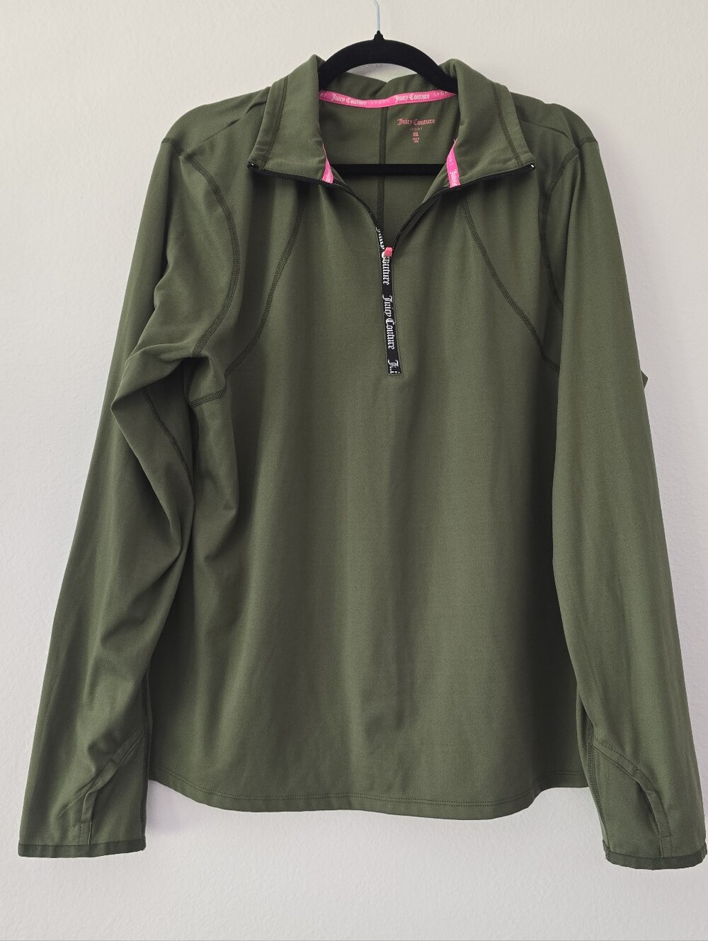Juicy Couture Quarter-Zip Performance Shirt - Olive Green